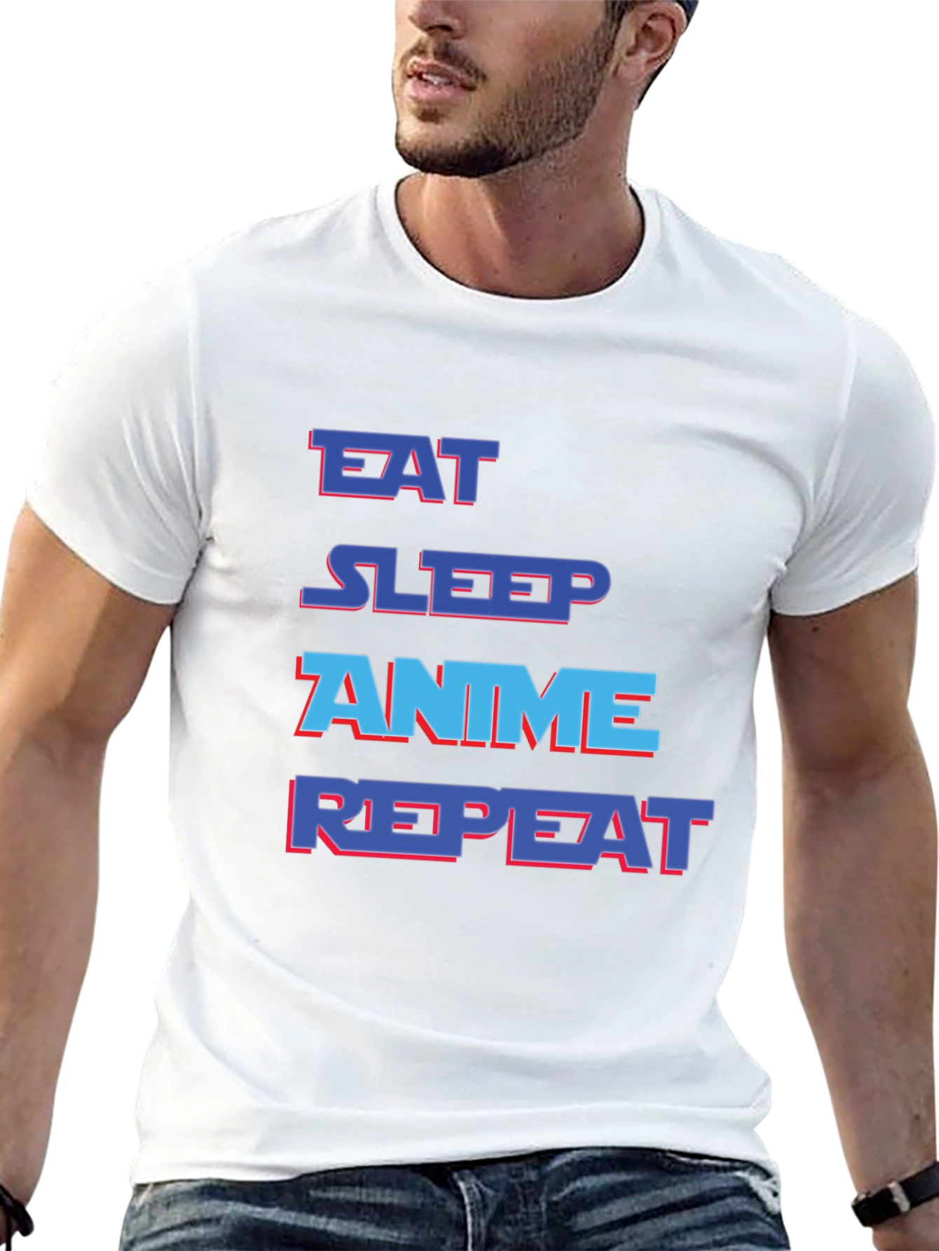 Eat Sleep Anime Repeat Black Graphic T-Shirt