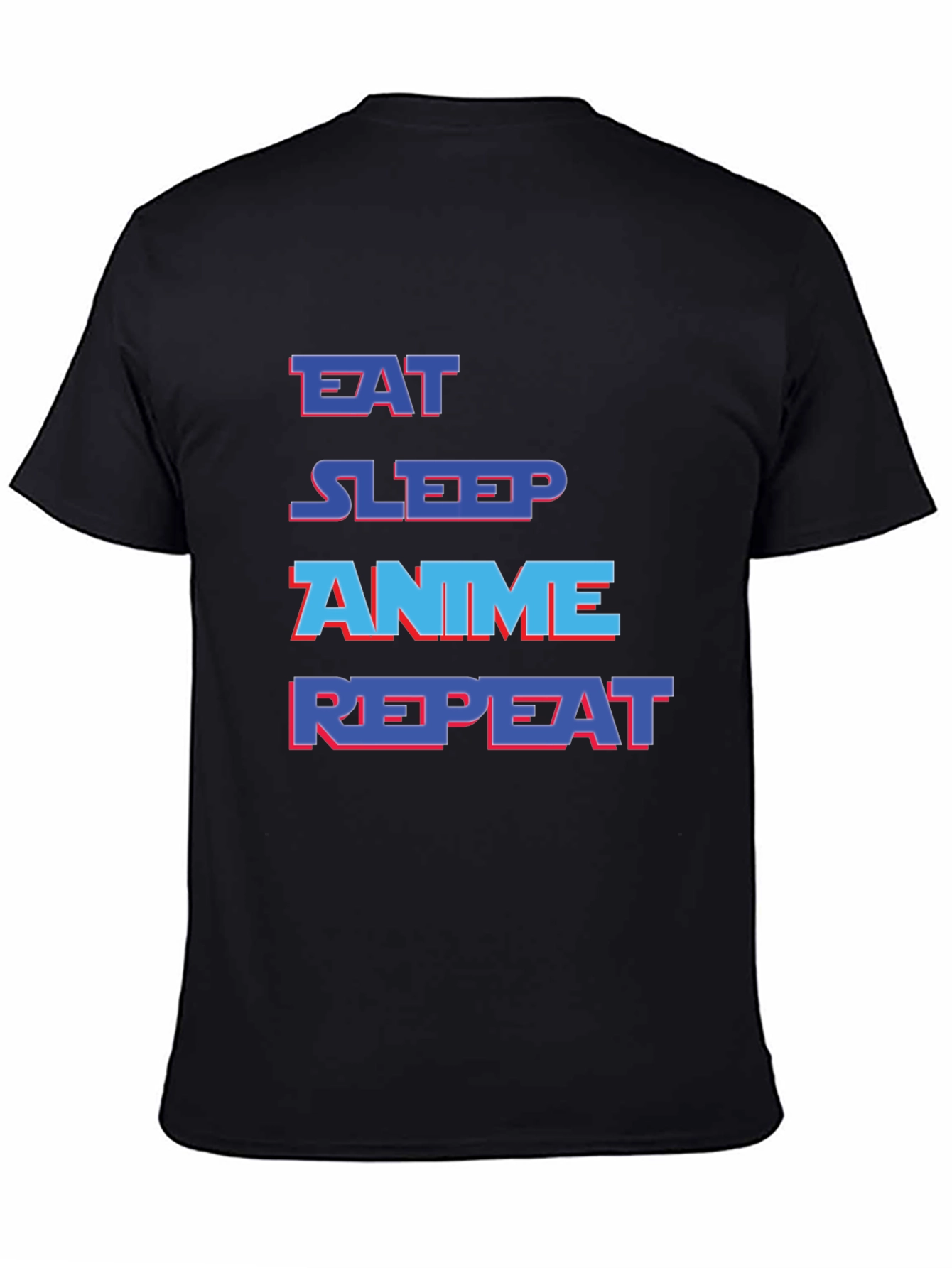 Eat Sleep Anime Repeat Black Graphic T-Shirt