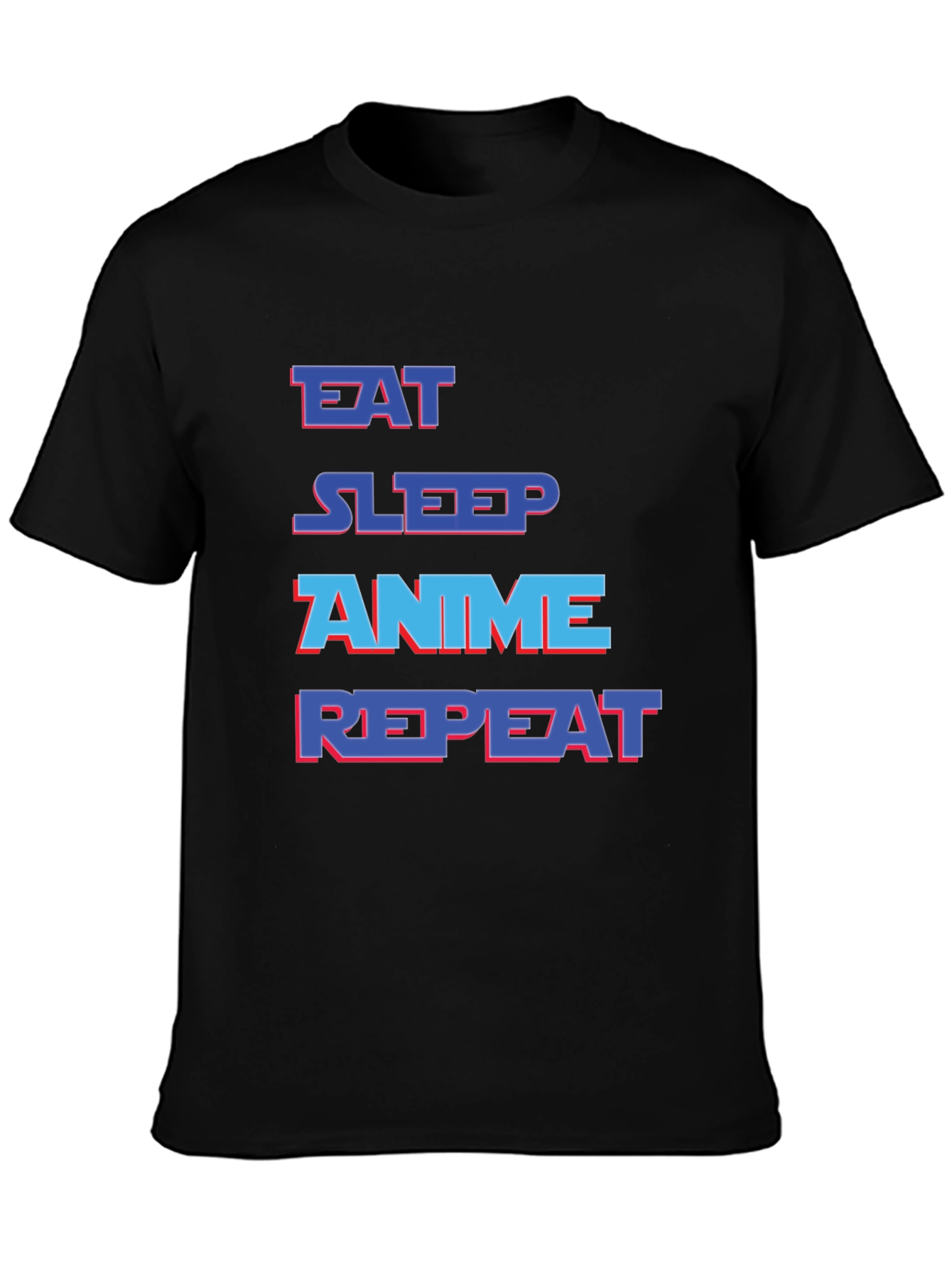 Eat Sleep Anime Repeat Black Graphic T-Shirt
