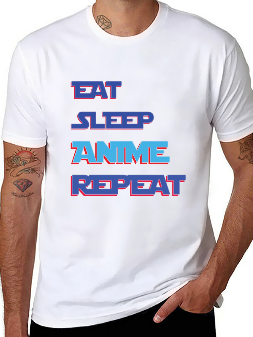 Eat Sleep Anime Repeat Black Graphic T-Shirt