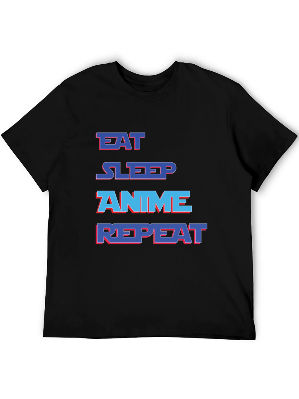 Eat Sleep Anime Repeat Black Graphic T-Shirt