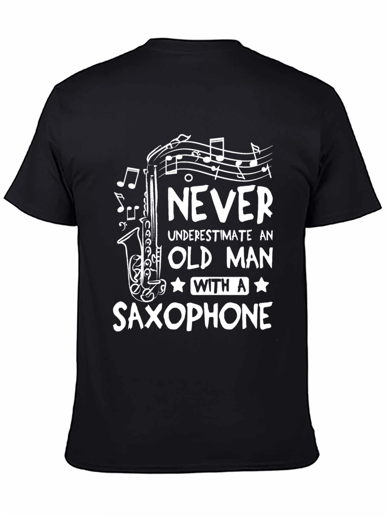 Saxophone Old Man T-Shirt - Music Lover Gift