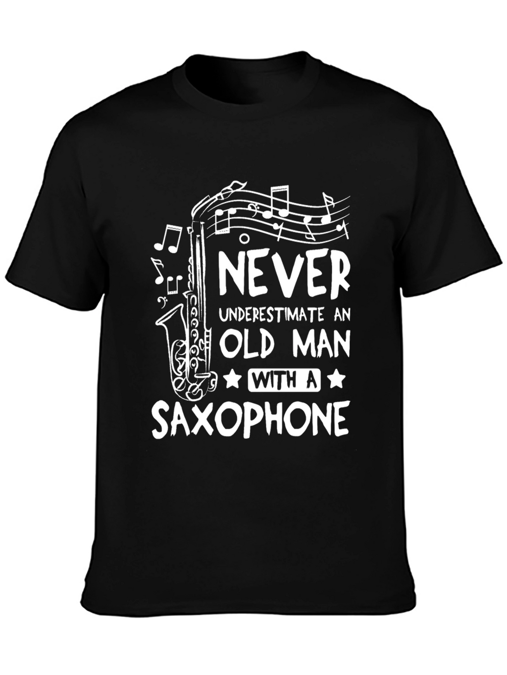 Saxophone Old Man T-Shirt - Music Lover Gift