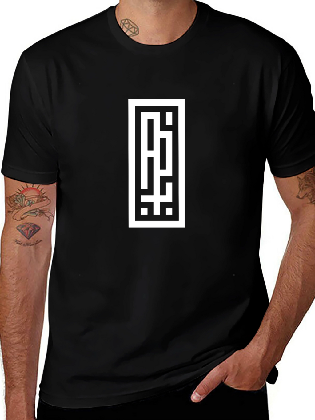 Modern Black Tee with Abstract White Graphic