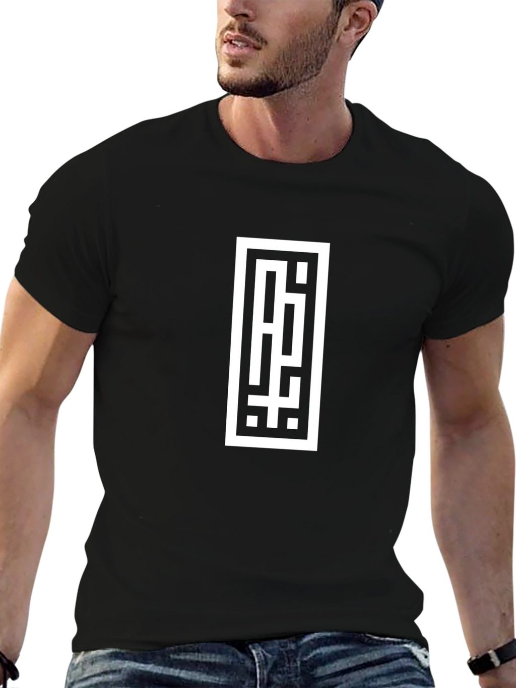 Modern Black Tee with Abstract White Graphic