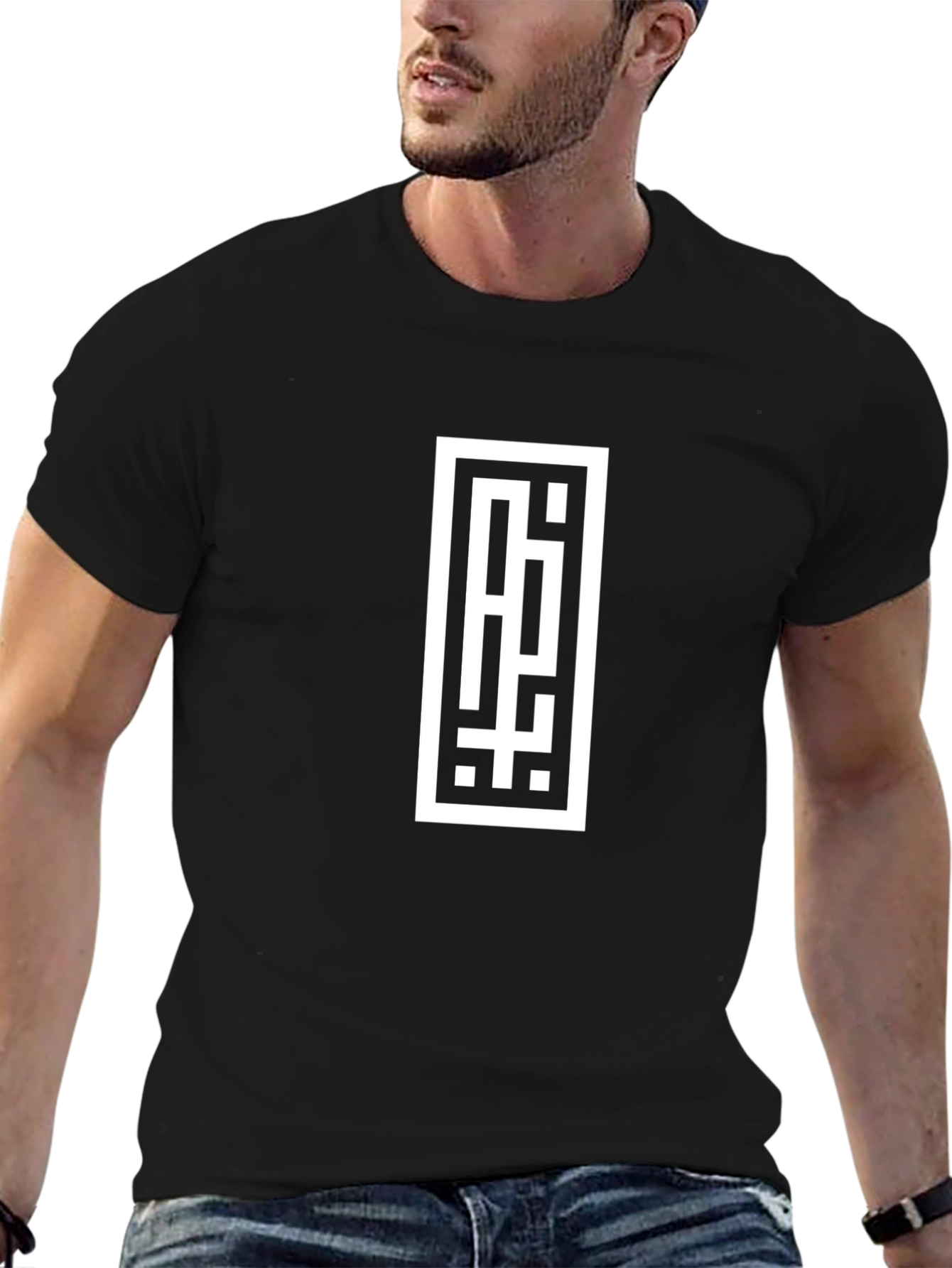 Modern Black Tee with Abstract White Graphic