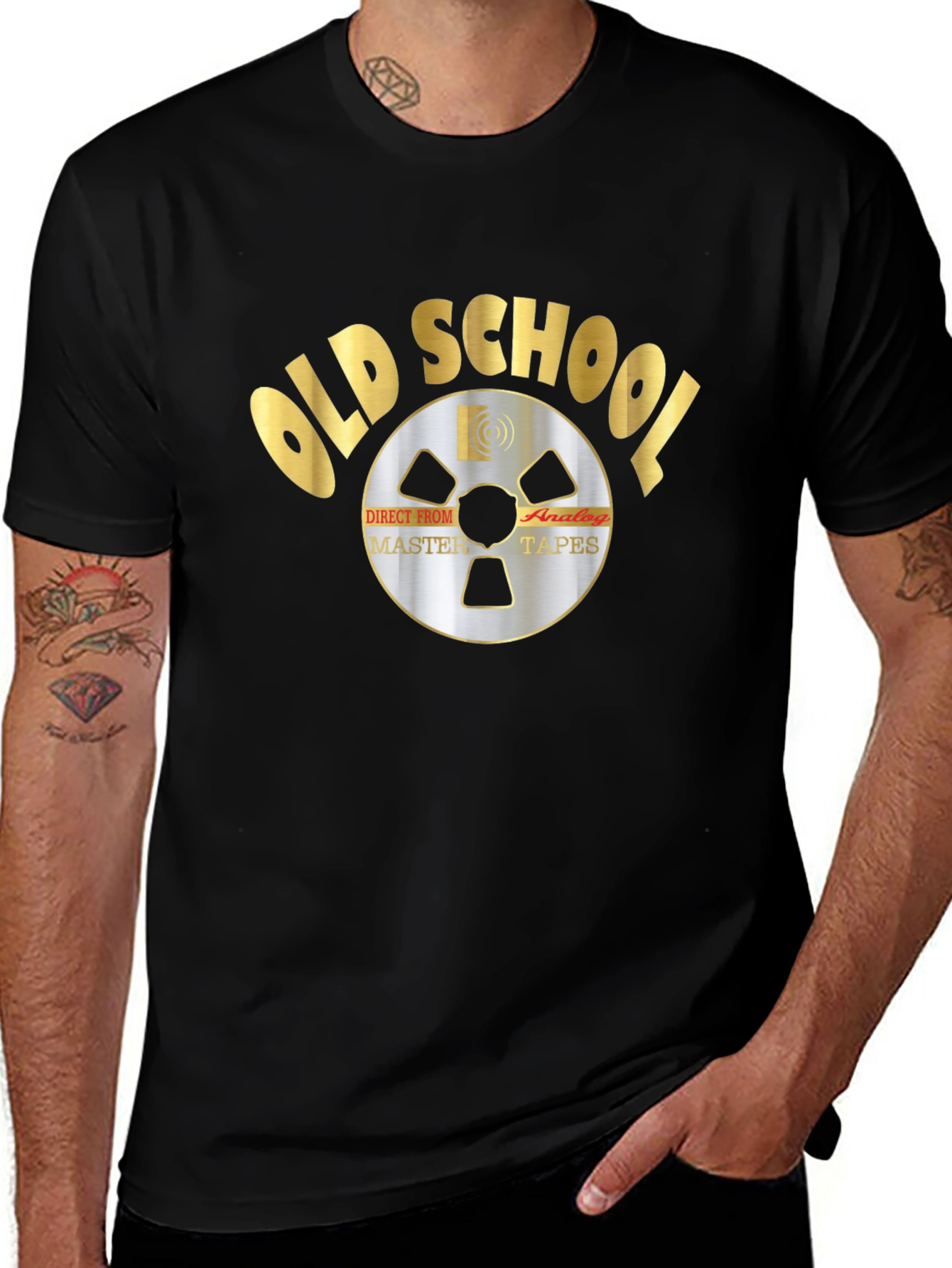 Old School Analog Master Tapes Black Graphic Tee