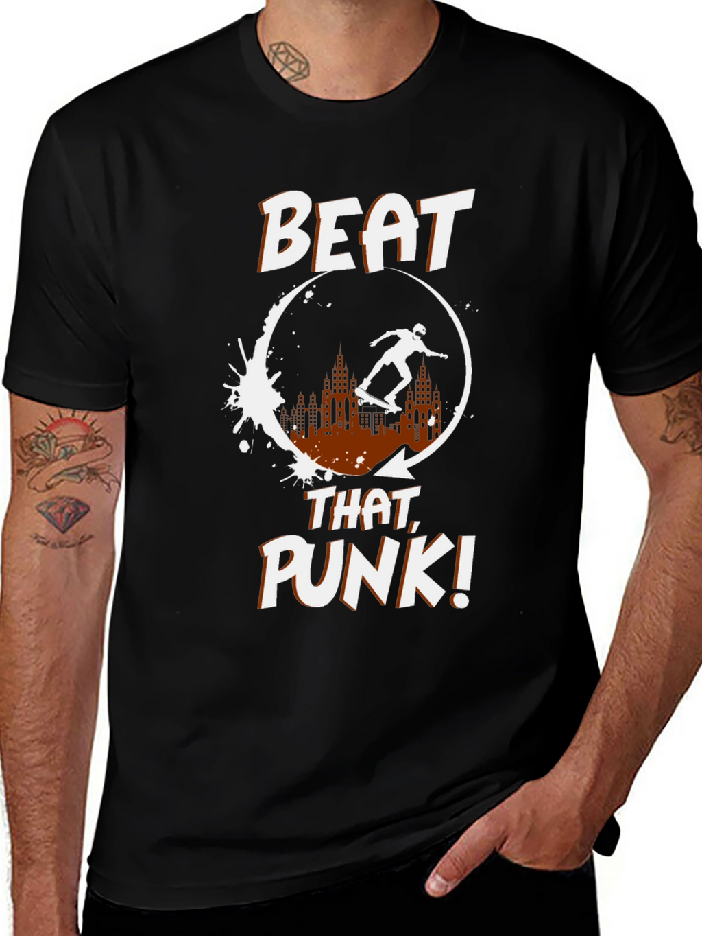 Skateboarding Graphic Tee - Beat That Punk!