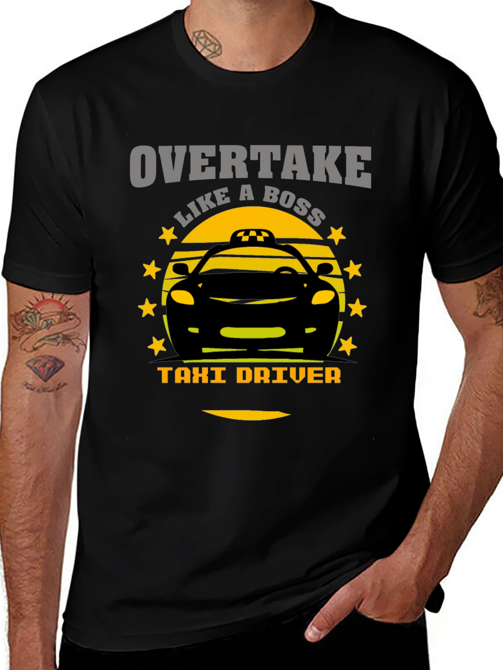 Overtake Like A Boss Taxi Driver Graphic T-Shirt