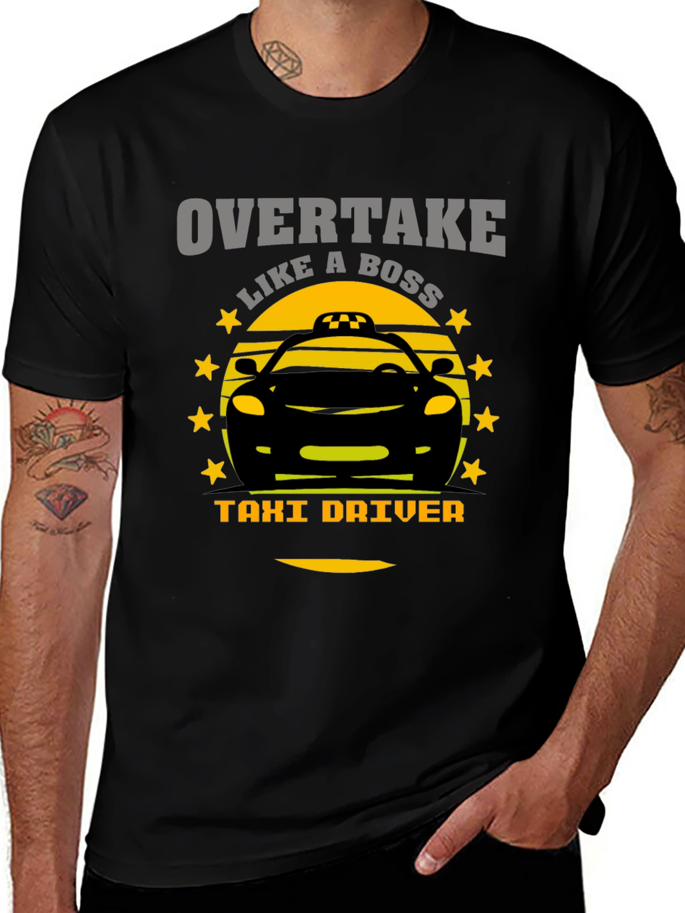 Overtake Like A Boss Taxi Driver Graphic T-Shirt