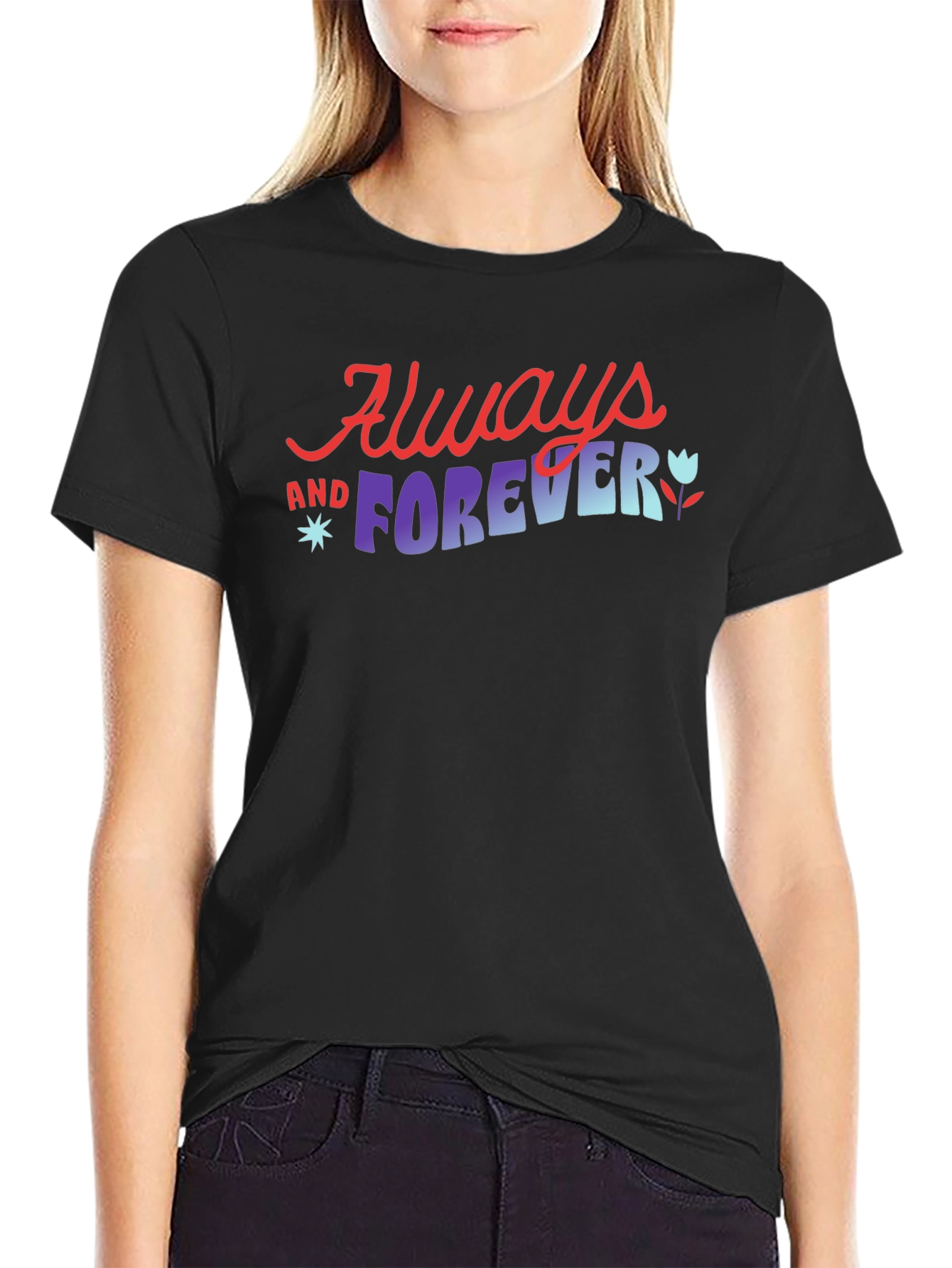 Always and Forever Graphic Tee - Trendy Black T-Shirt