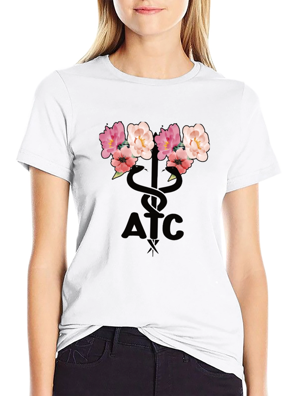 Floral ATC Caduceus T-Shirt - Black