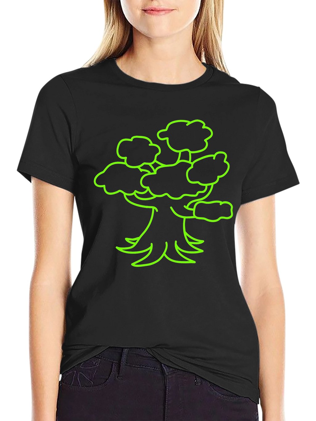 Neon Tree Graphic Tee - Black Cotton T-Shirt