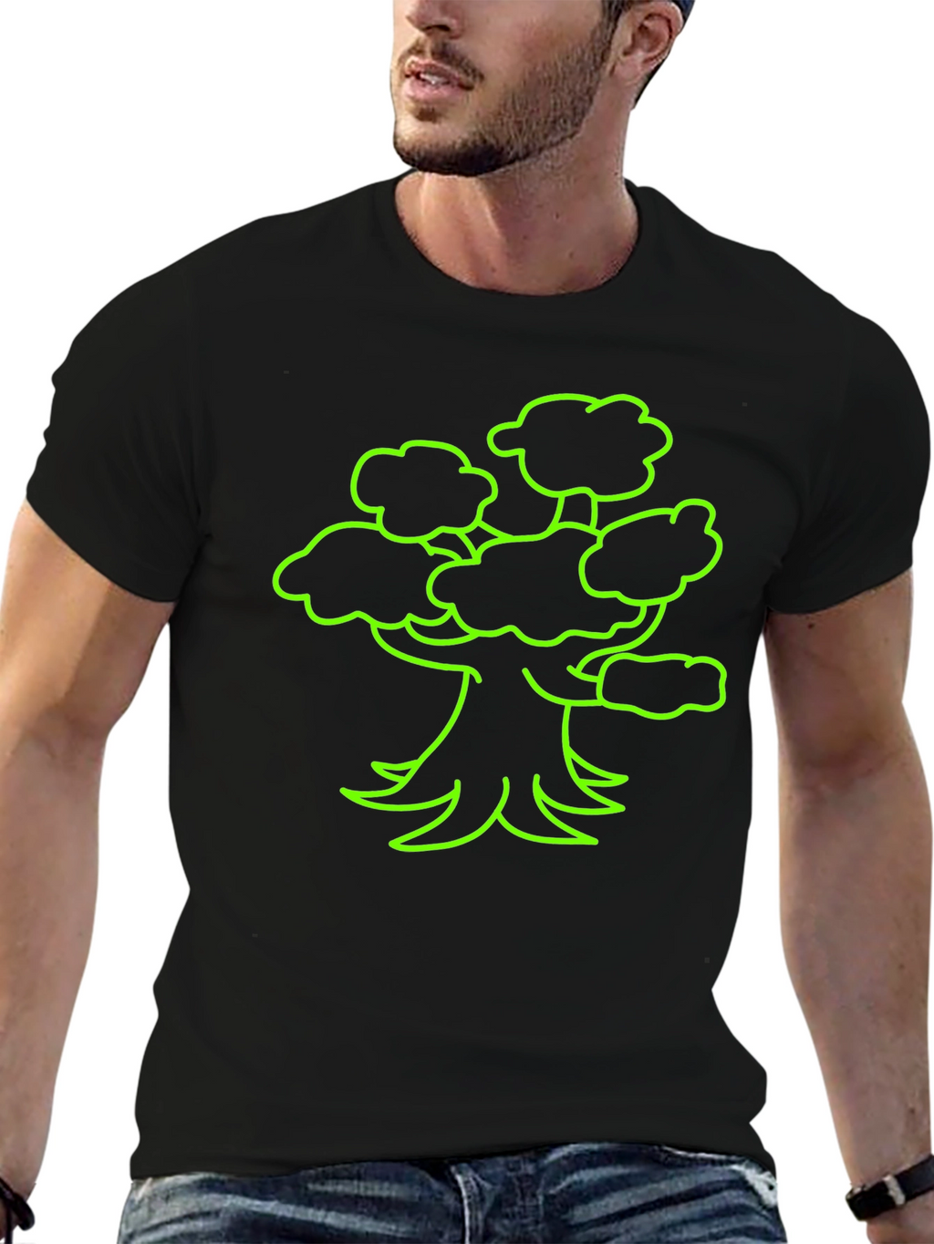 Neon Tree Graphic Tee - Black Cotton T-Shirt