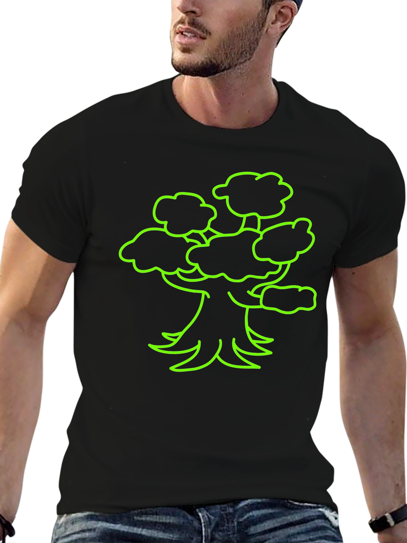 Neon Tree Graphic Tee - Black Cotton T-Shirt