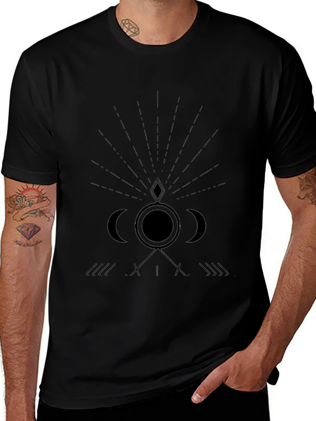 Mens Occult Graphic Print Black T-Shirt