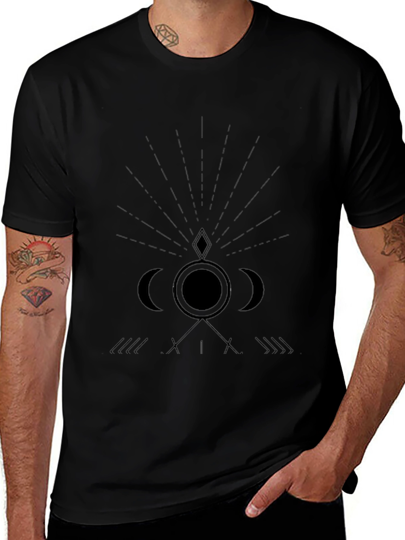 Mens Occult Graphic Print Black T-Shirt