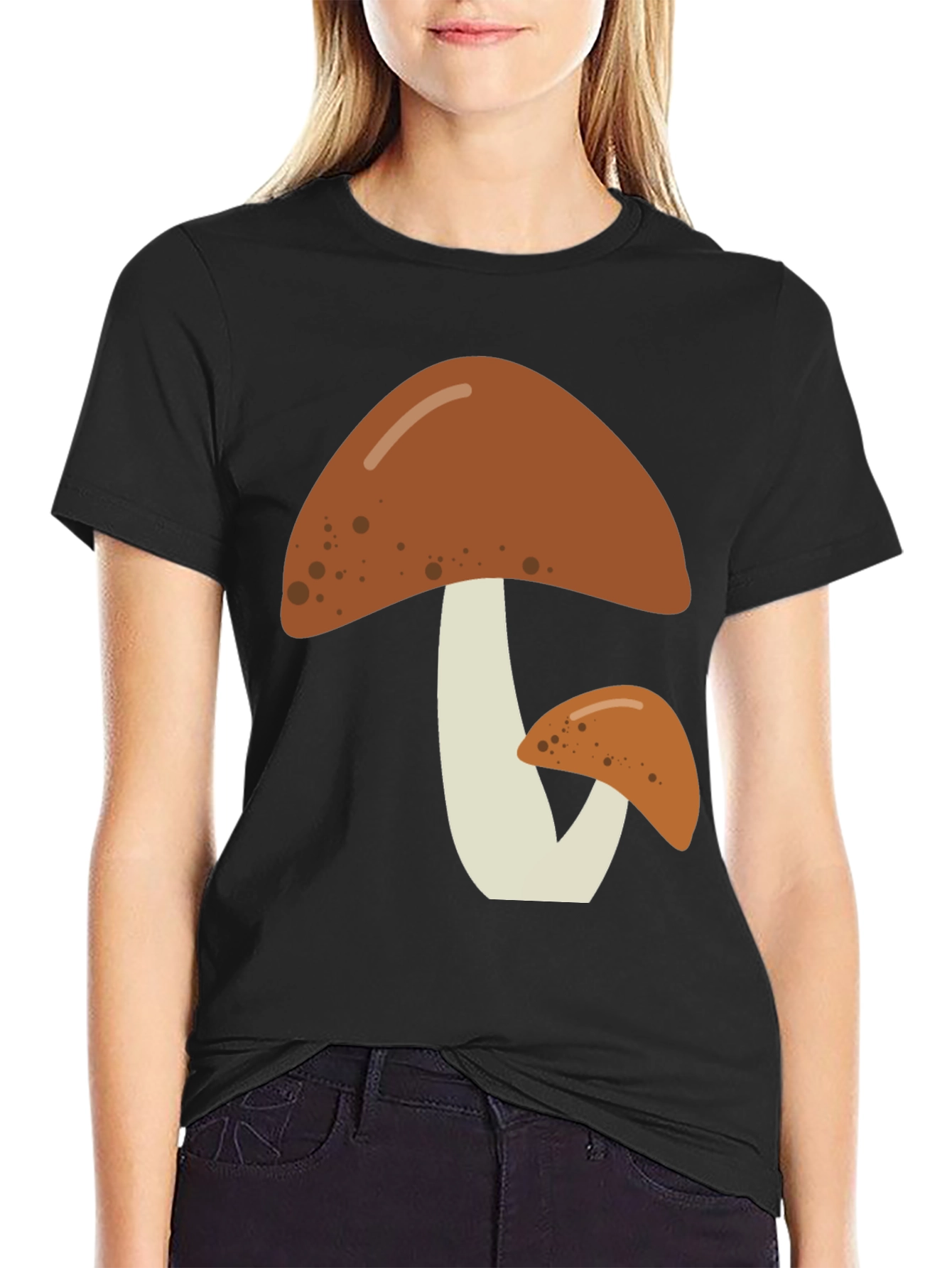 Mushroom Graphic Tee - Nature Lovers Black T-Shirt
