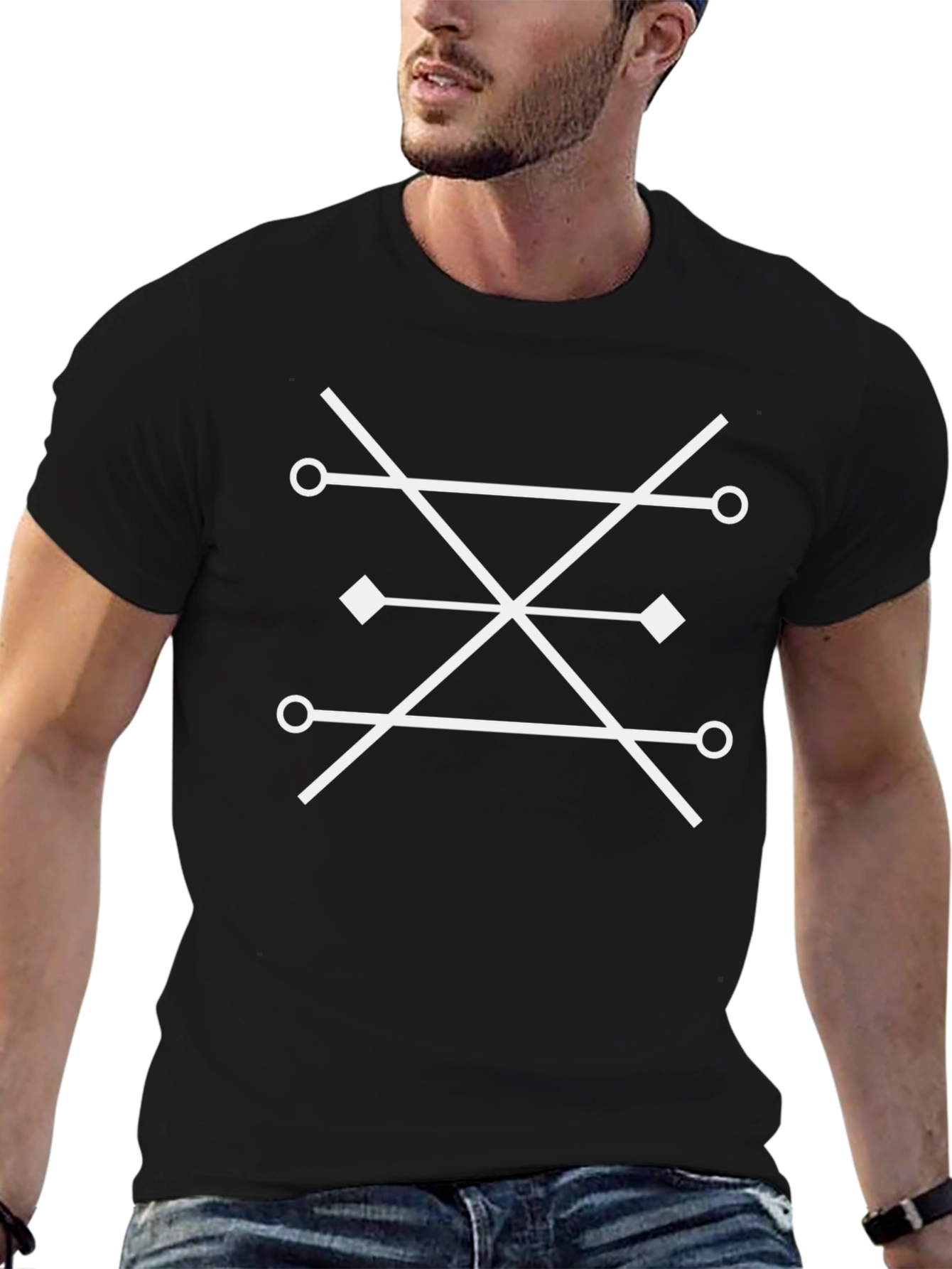 Geometric Graphic Tee - Modern Black T-Shirt