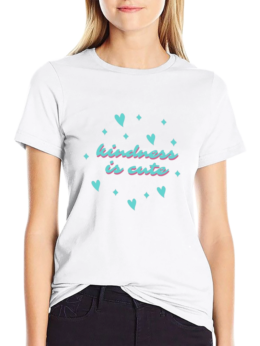 Kindness is Cute T-Shirt - Black Crew Neck