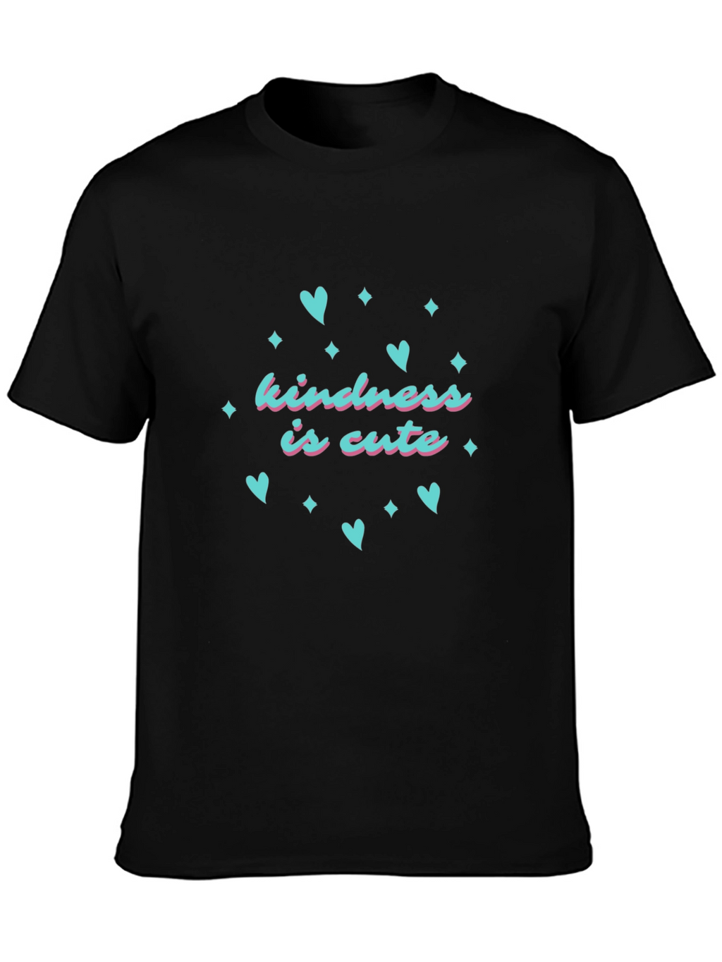 Kindness is Cute T-Shirt - Black Crew Neck