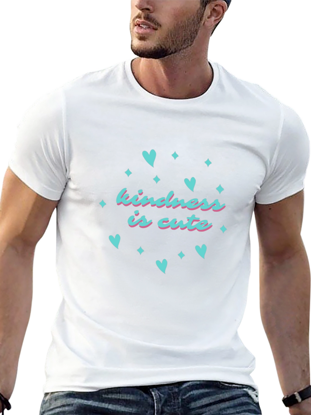 Kindness is Cute T-Shirt - Black Crew Neck