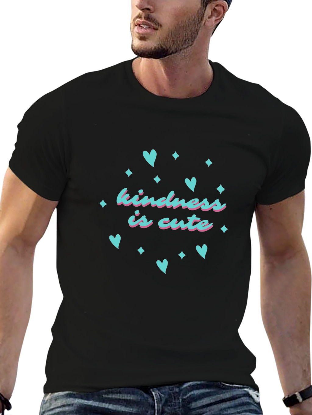 Kindness is Cute T-Shirt - Black Crew Neck