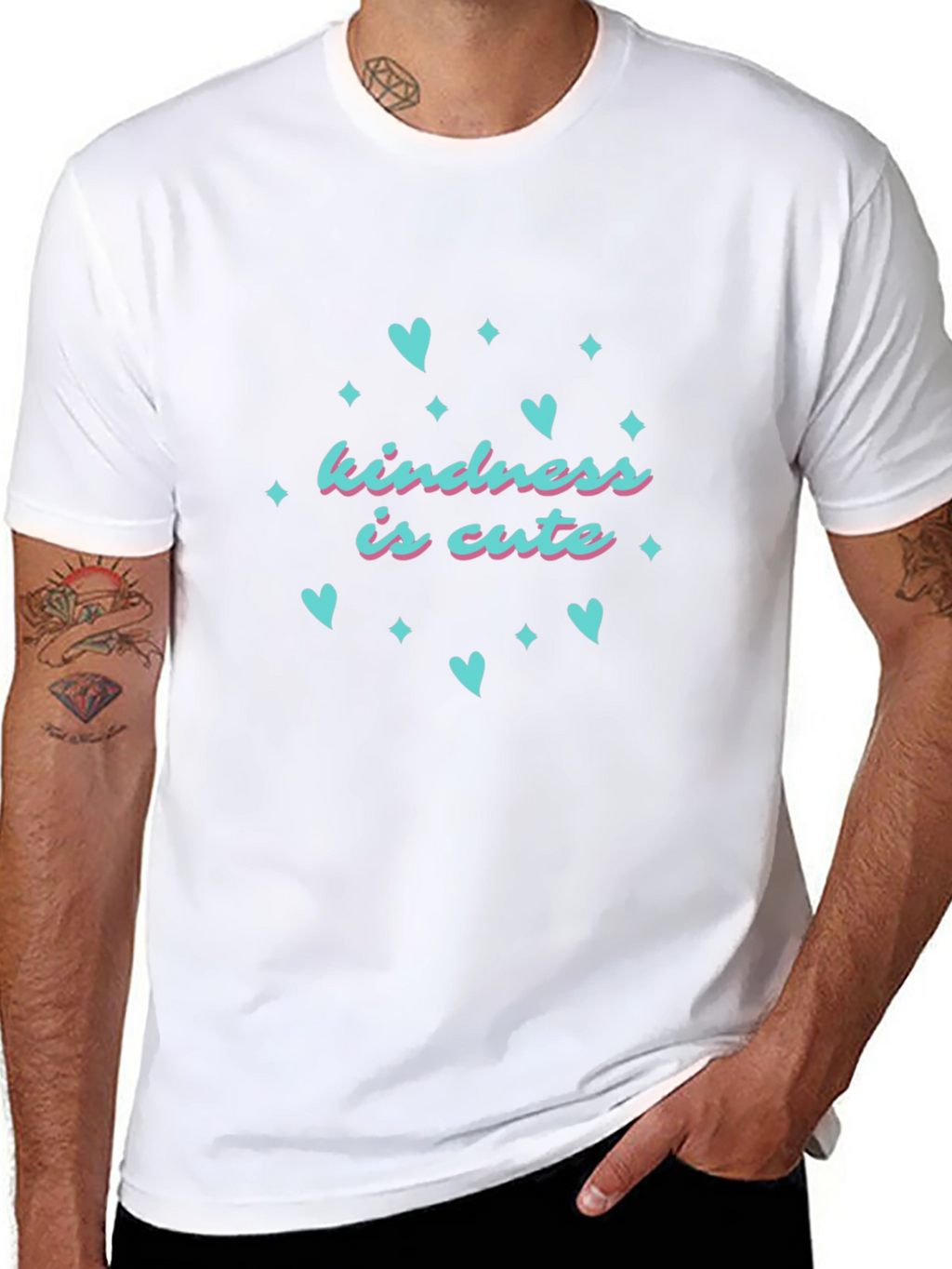 Kindness is Cute T-Shirt - Black Crew Neck