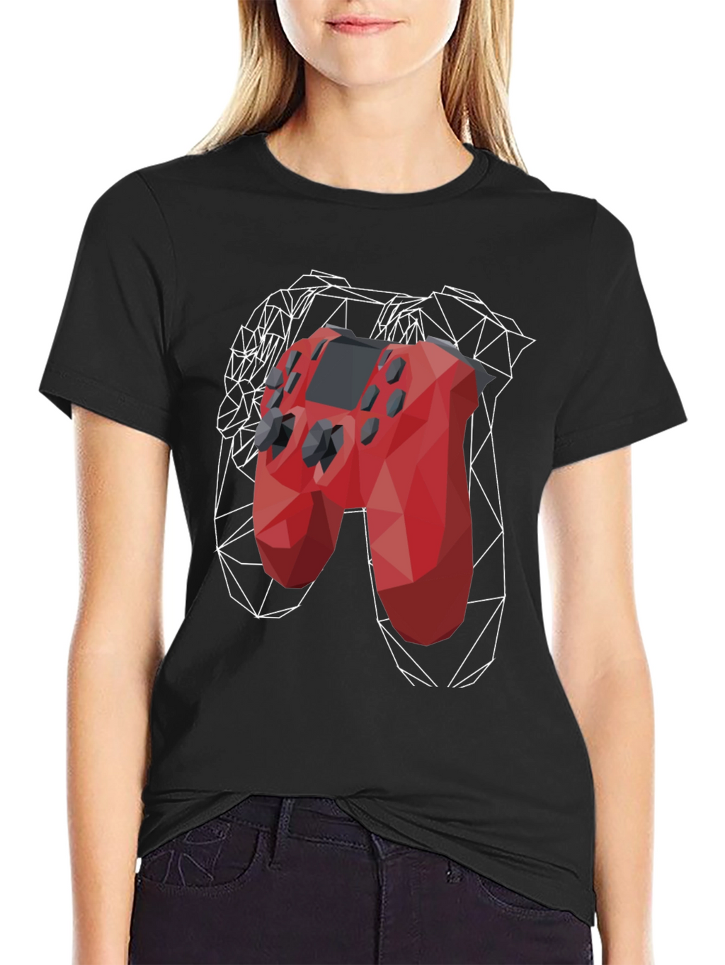 Geometric Gamepad Graphic Tee - Gamer Style