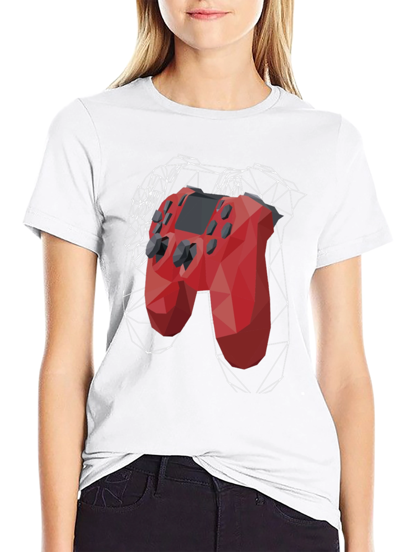 Geometric Gamepad Graphic Tee - Gamer Style