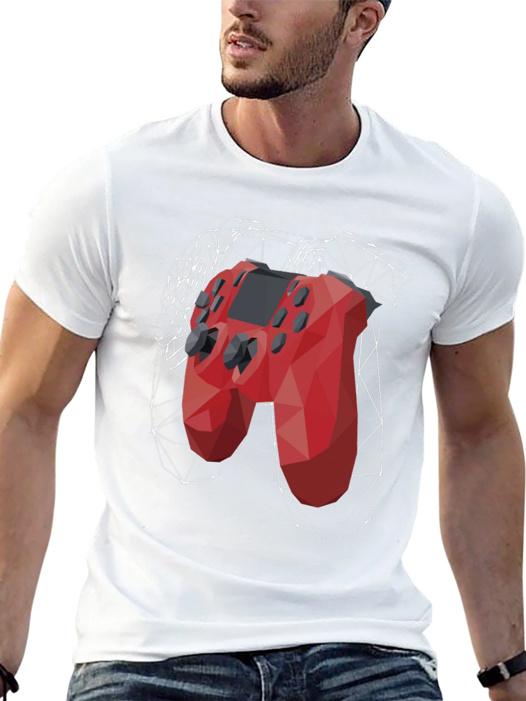 Geometric Gamepad Graphic Tee - Gamer Style