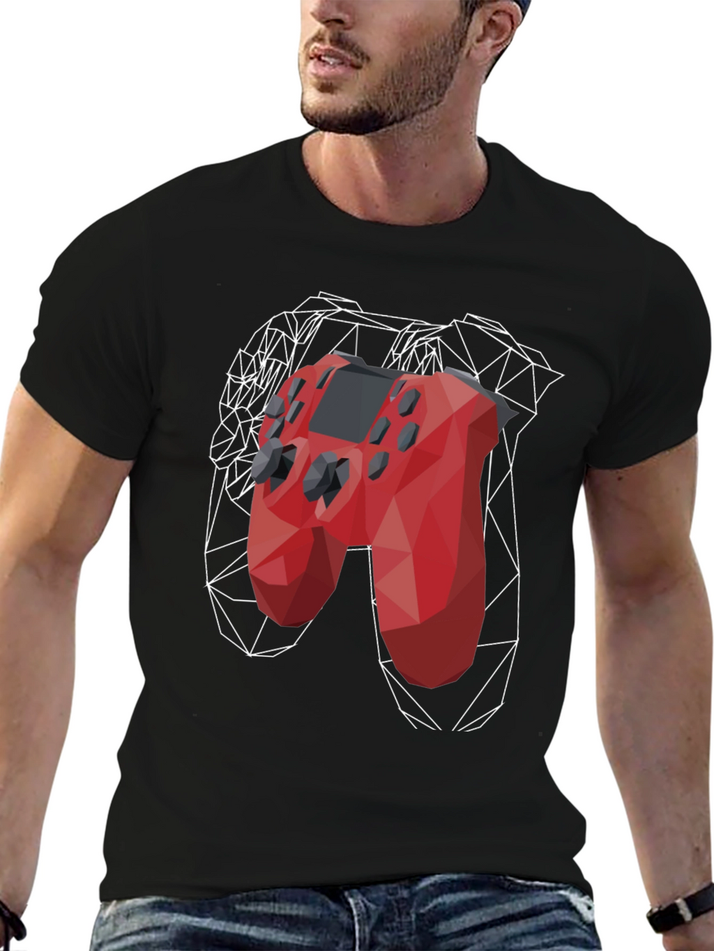 Geometric Gamepad Graphic Tee - Gamer Style