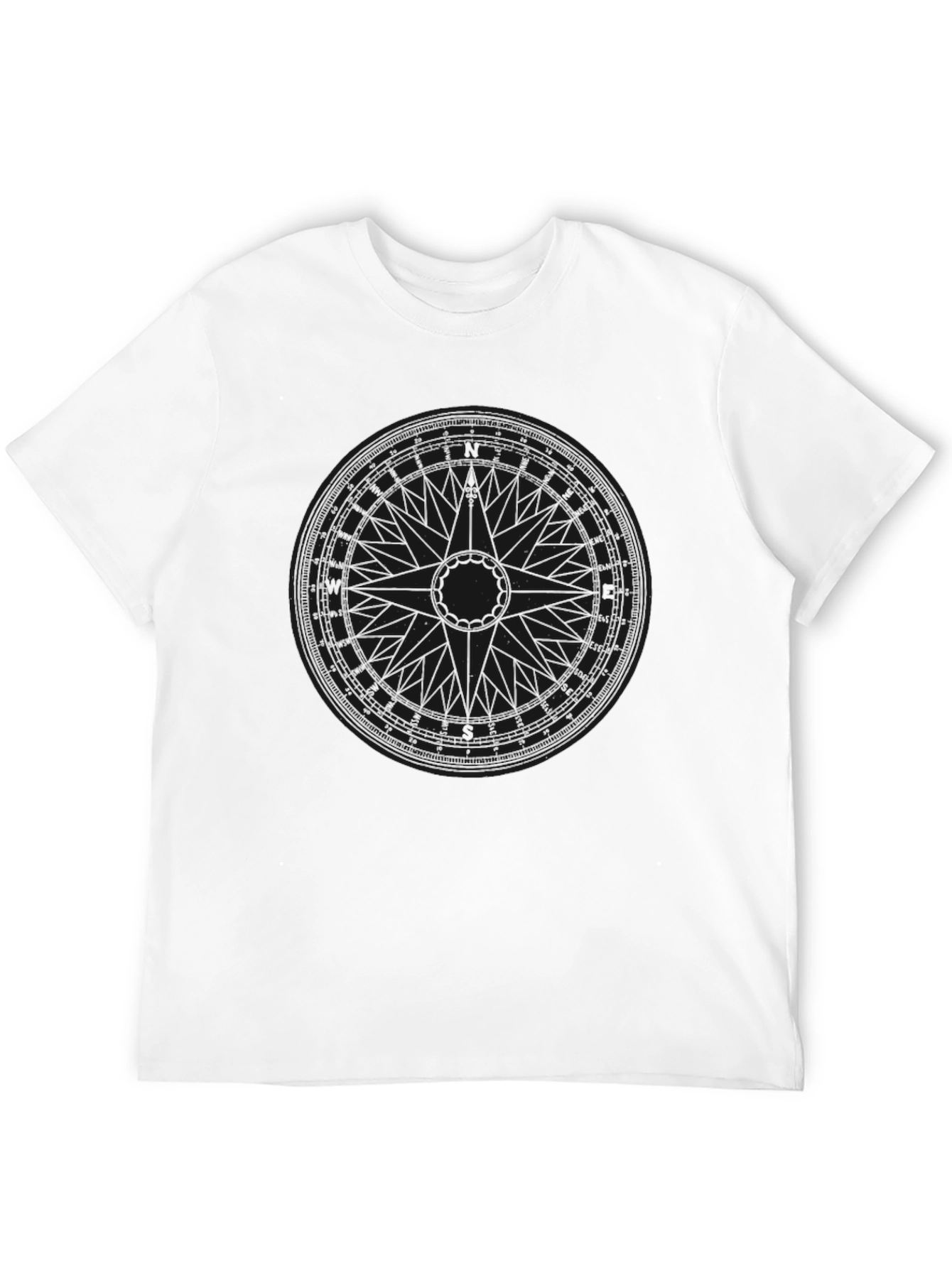Mens Black Graphic Tee - Compass Design