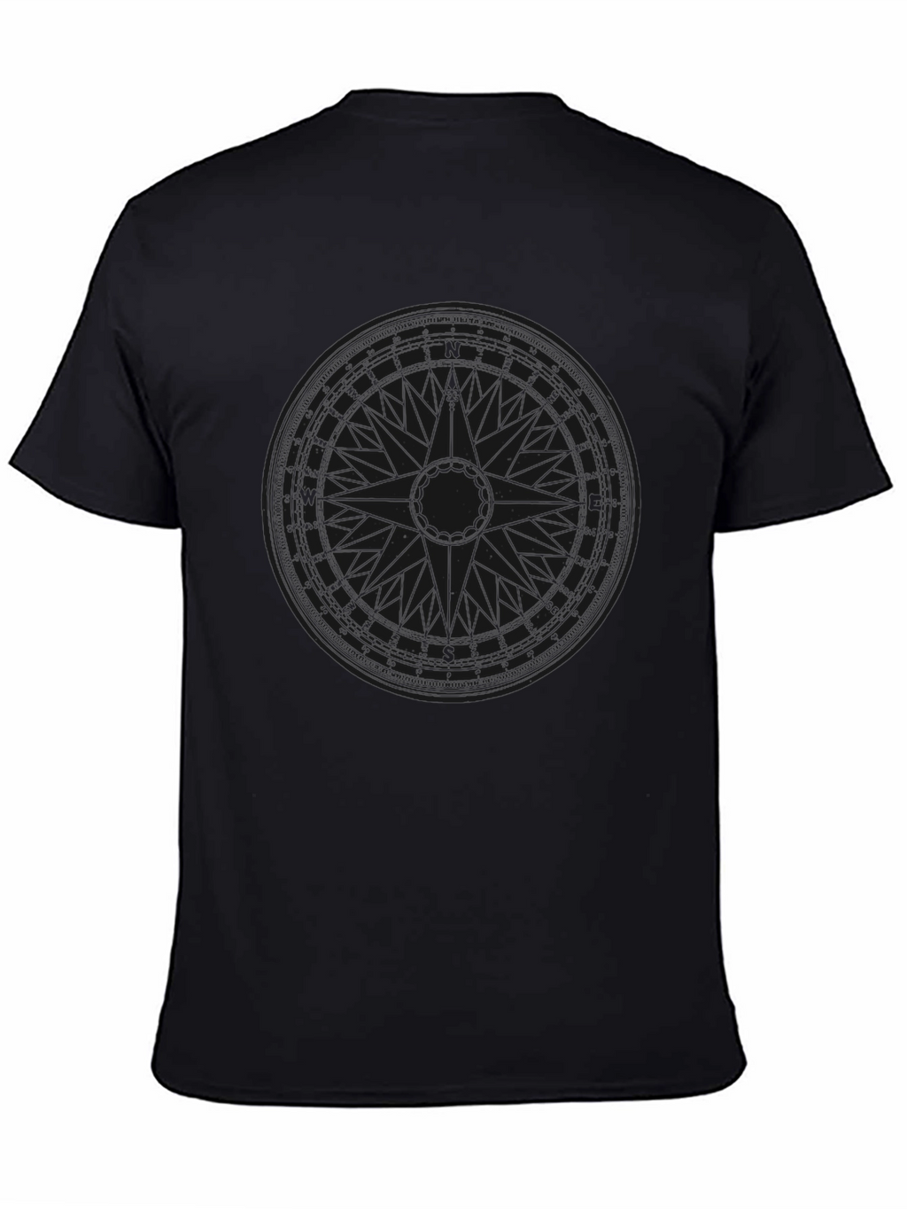 Mens Black Graphic Tee - Compass Design