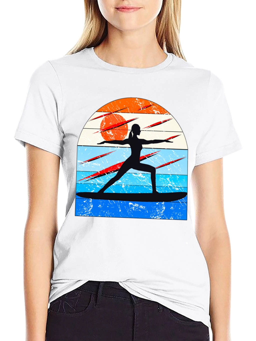 Surfing Yoga Silhouette Graphic Tee