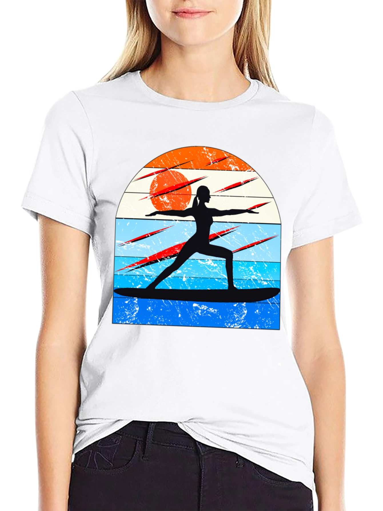 Surfing Yoga Silhouette Graphic Tee