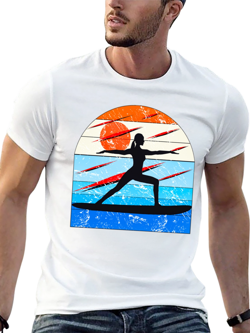 Surfing Yoga Silhouette Graphic Tee