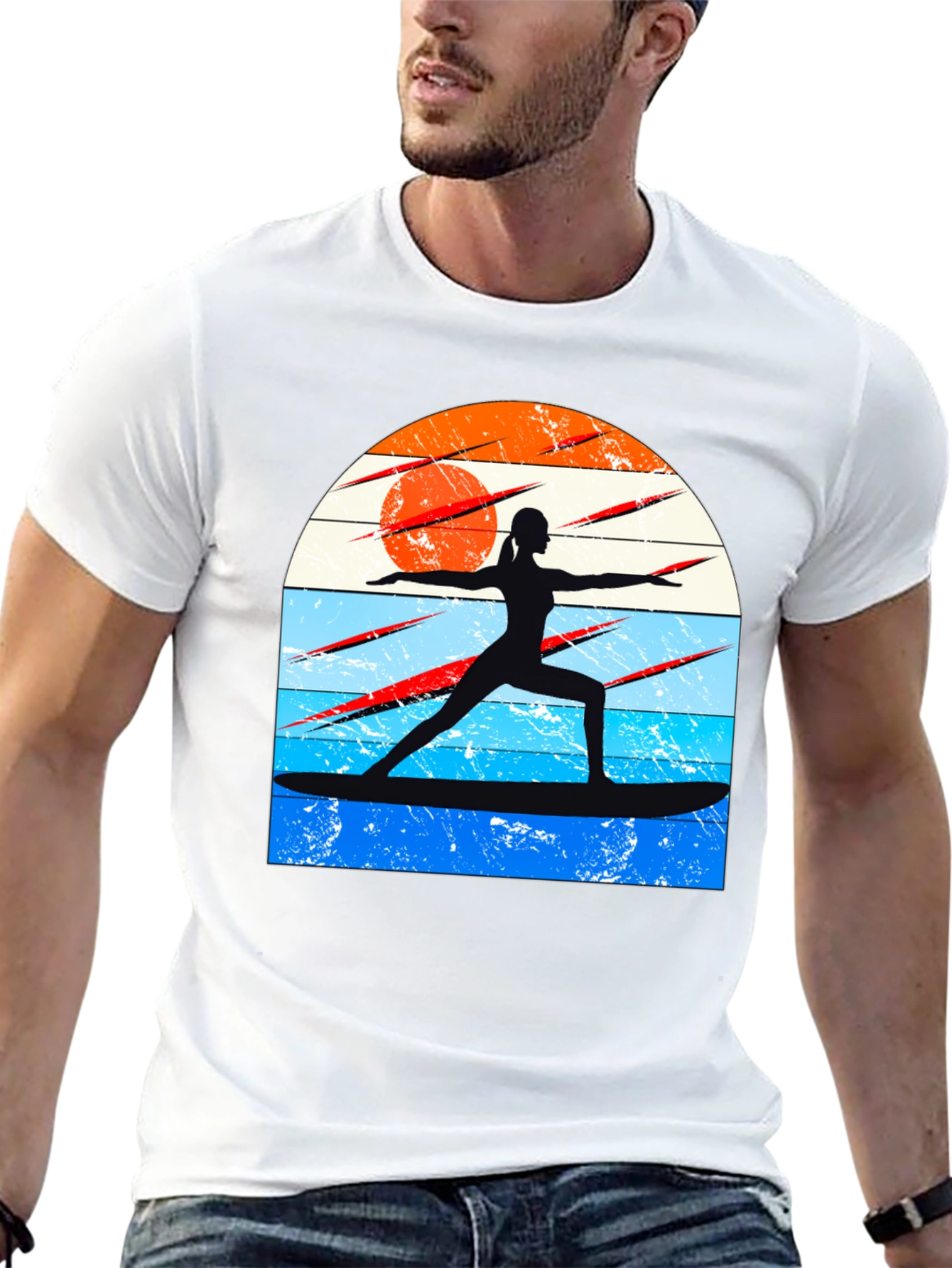 Surfing Yoga Silhouette Graphic Tee