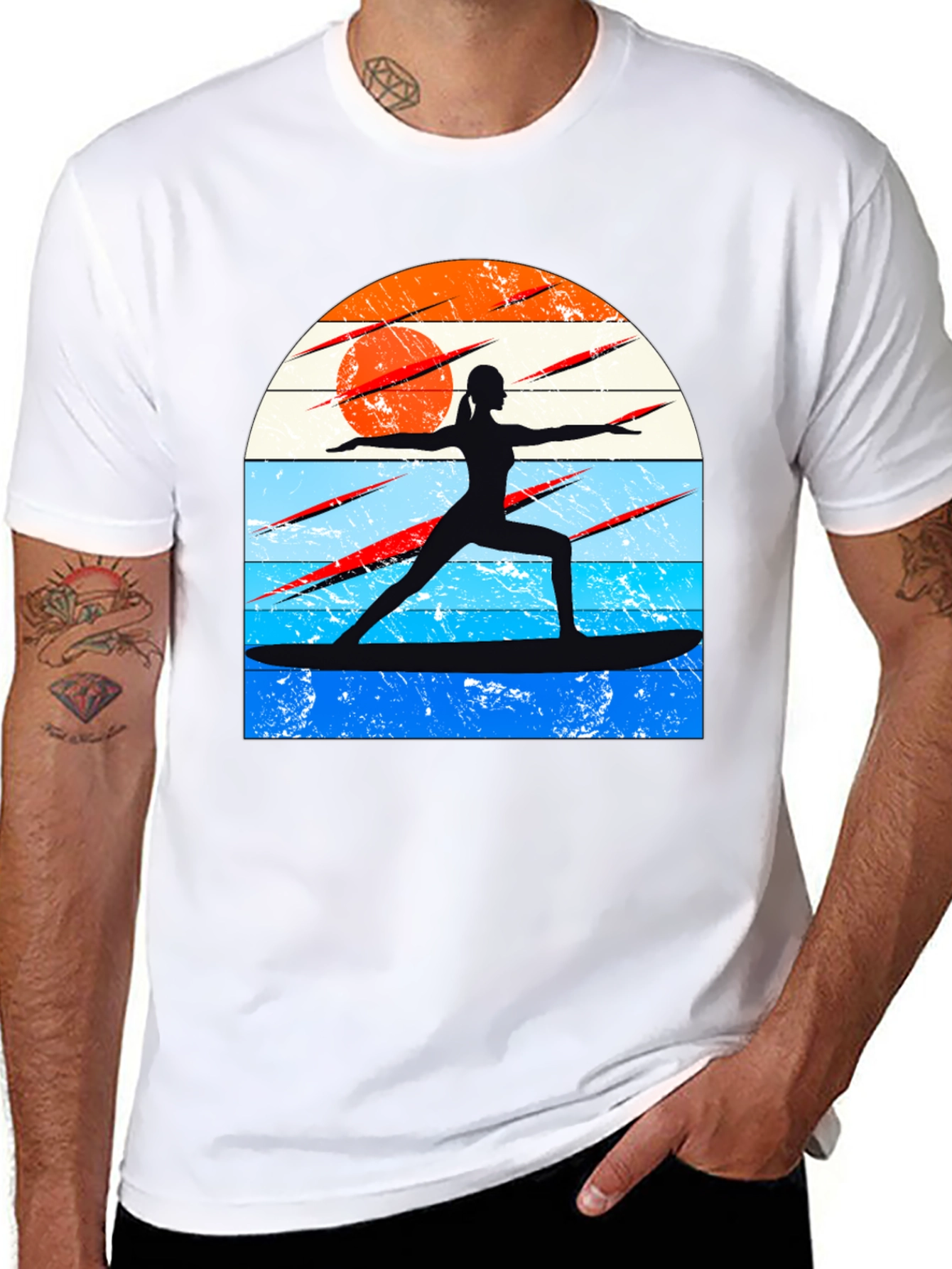 Surfing Yoga Silhouette Graphic Tee