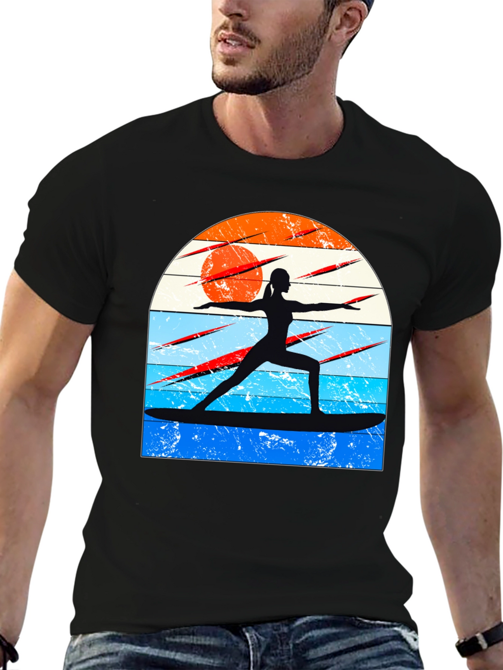 Surfing Yoga Silhouette Graphic Tee