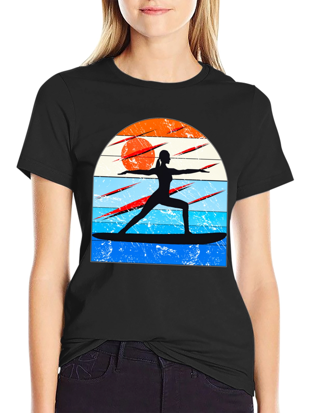 Surfing Yoga Silhouette Graphic Tee