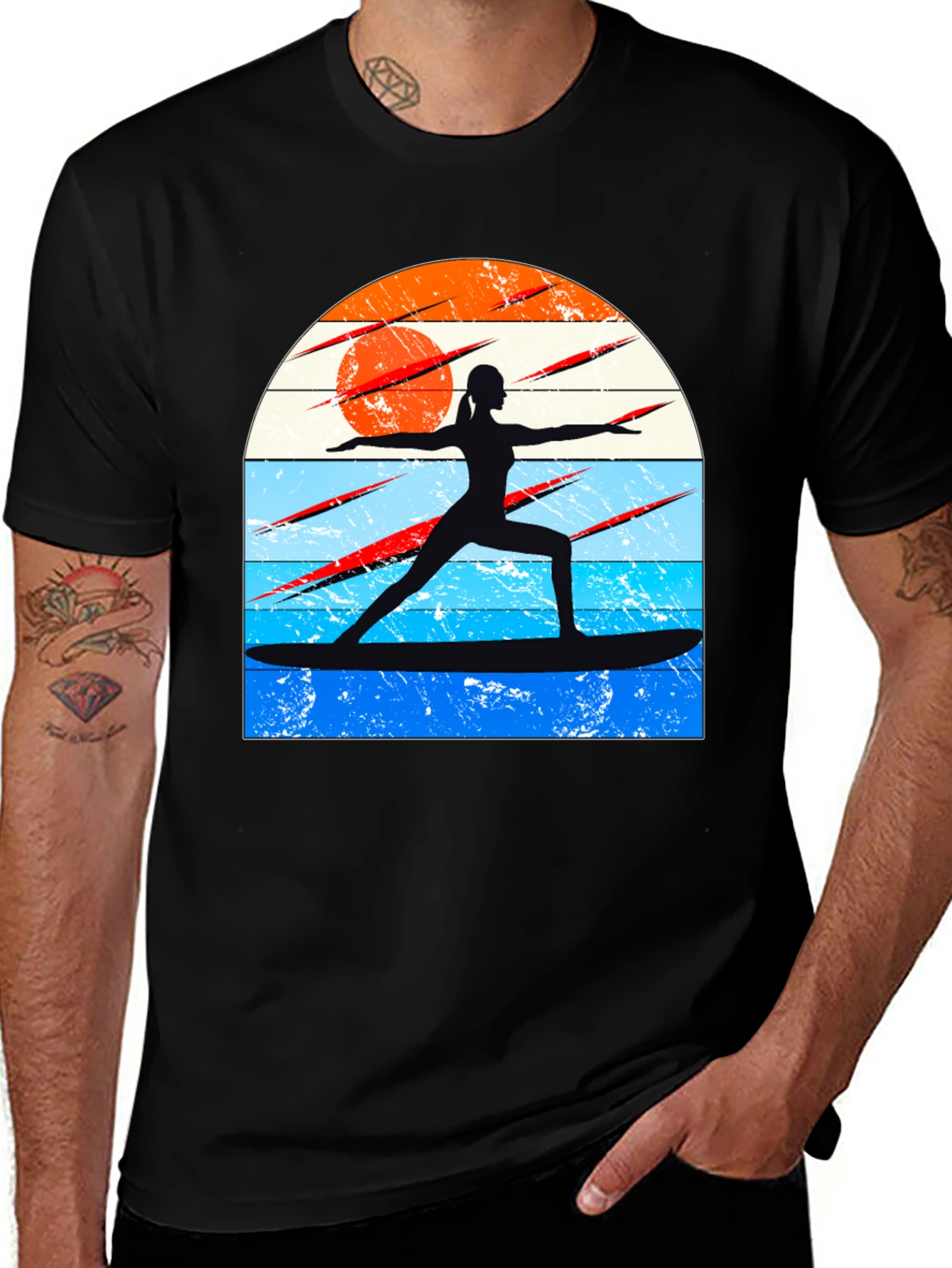 Surfing Yoga Silhouette Graphic Tee