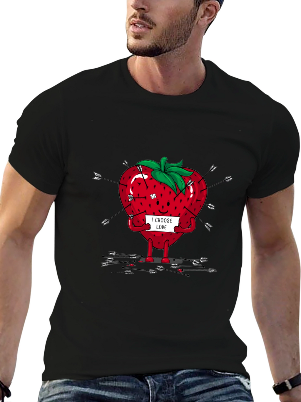 I Choose Love Graphic T-Shirt - Arrow Strawberry