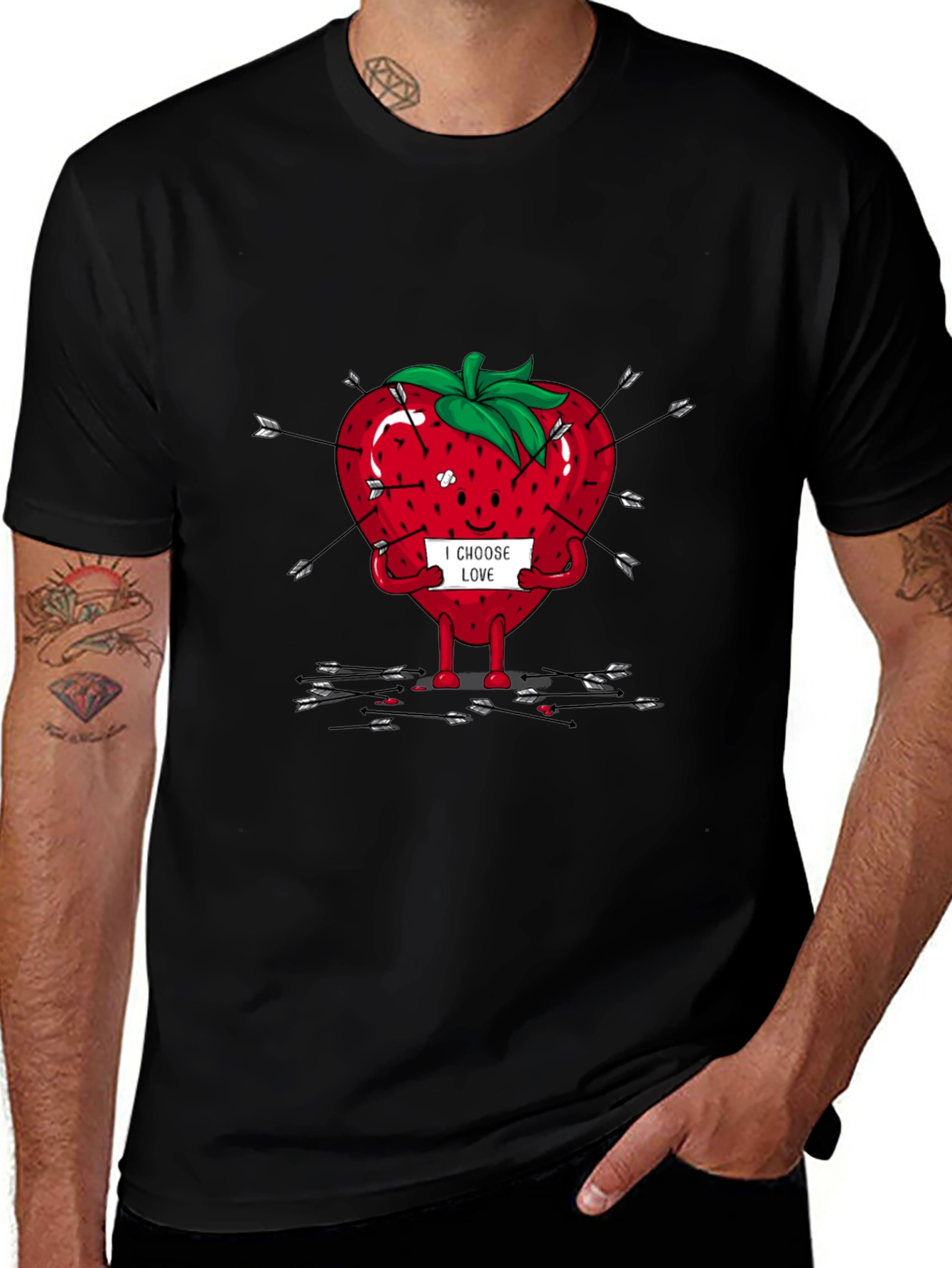 I Choose Love Graphic T-Shirt - Arrow Strawberry