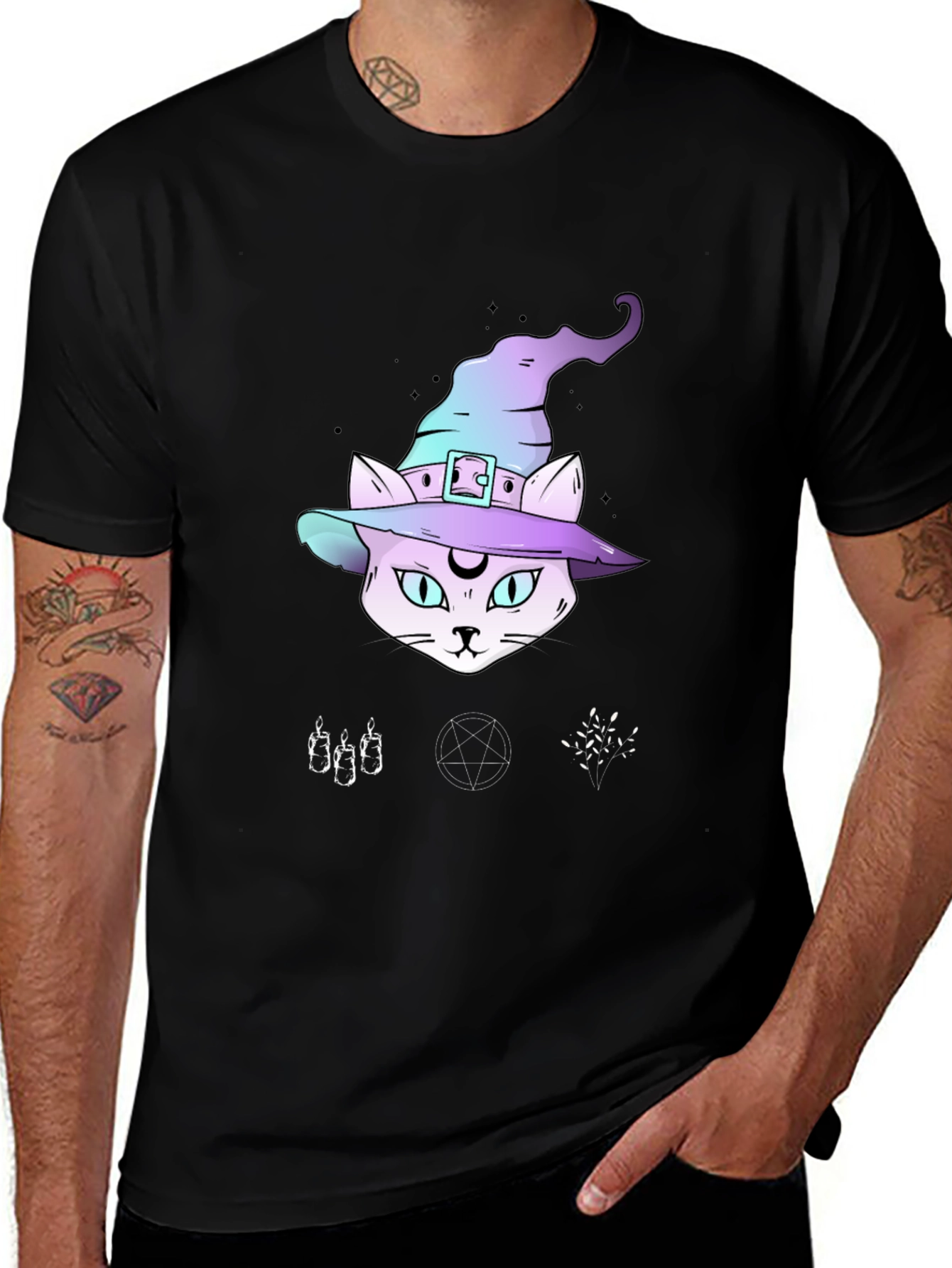 Witch Cat Graphic Tee - Spooky Season Style