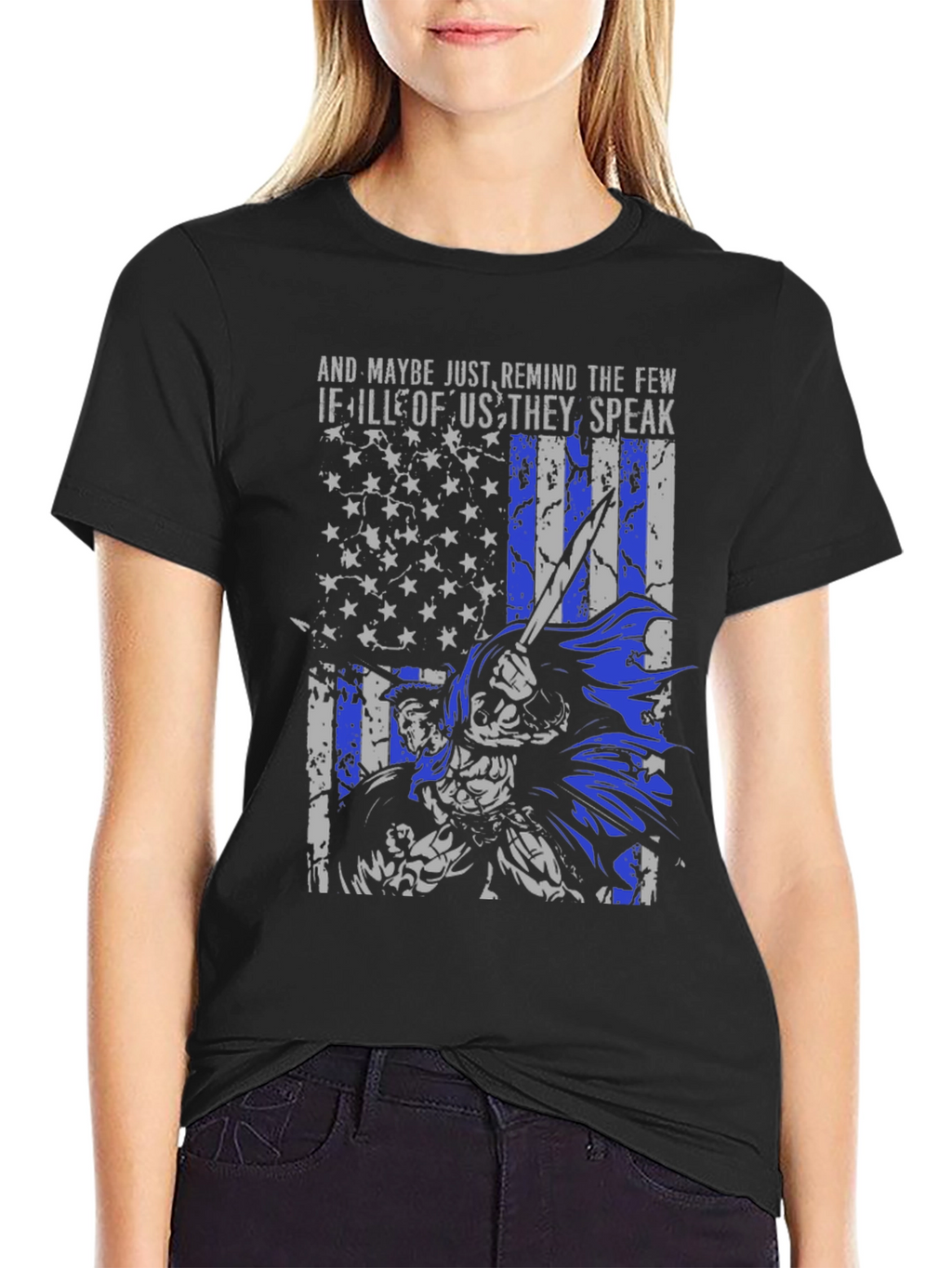 Thin Blue Line Flag Warrior T-Shirt