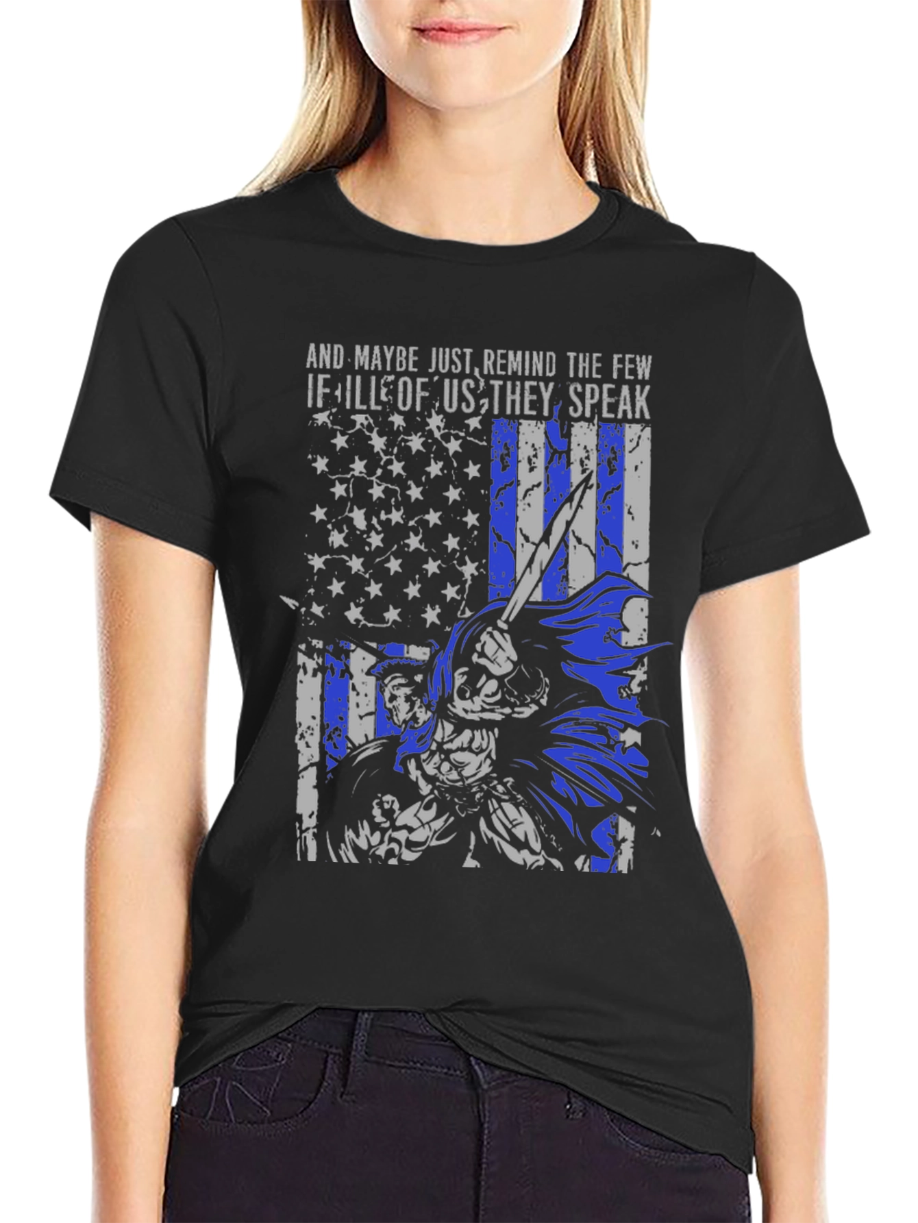 Thin Blue Line Flag Warrior T-Shirt