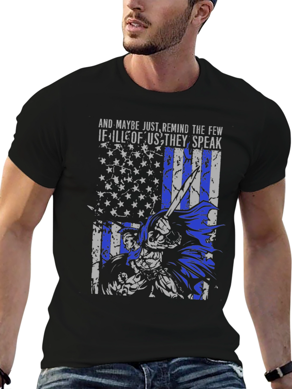 Thin Blue Line Flag Warrior T-Shirt