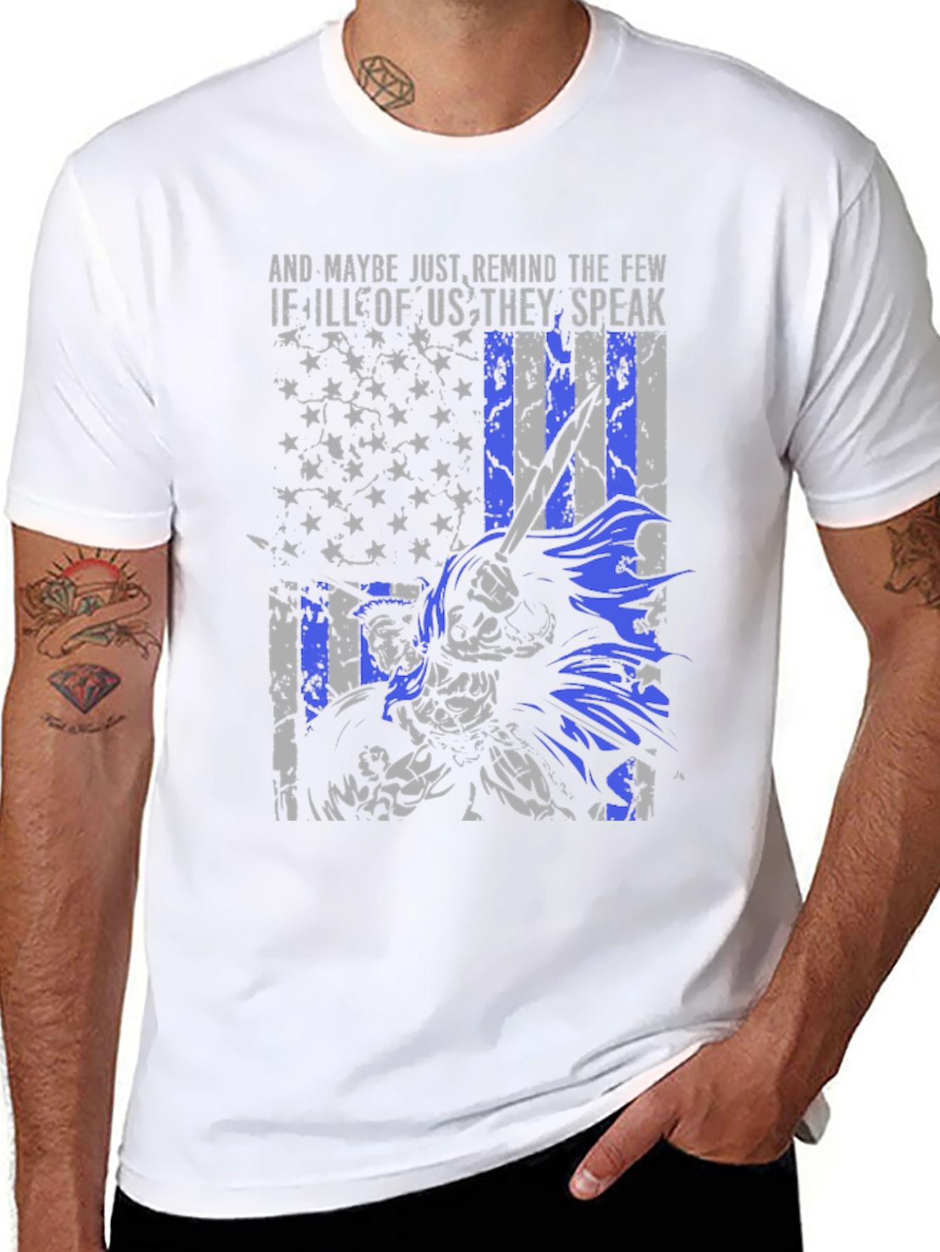 Thin Blue Line Flag Warrior T-Shirt