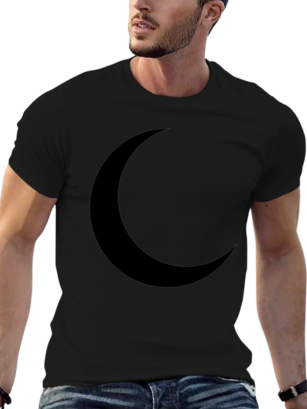 Crescent Moon Graphic T-Shirt - Black